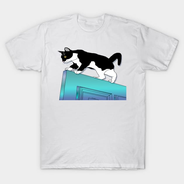 CUTE Tuxedo Cat The door walker  Copyright TeAnne T-Shirt by TeAnne